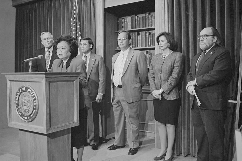 Representative Patsy Mink announces the formation of the Congressional Asian Pacific American Caucus