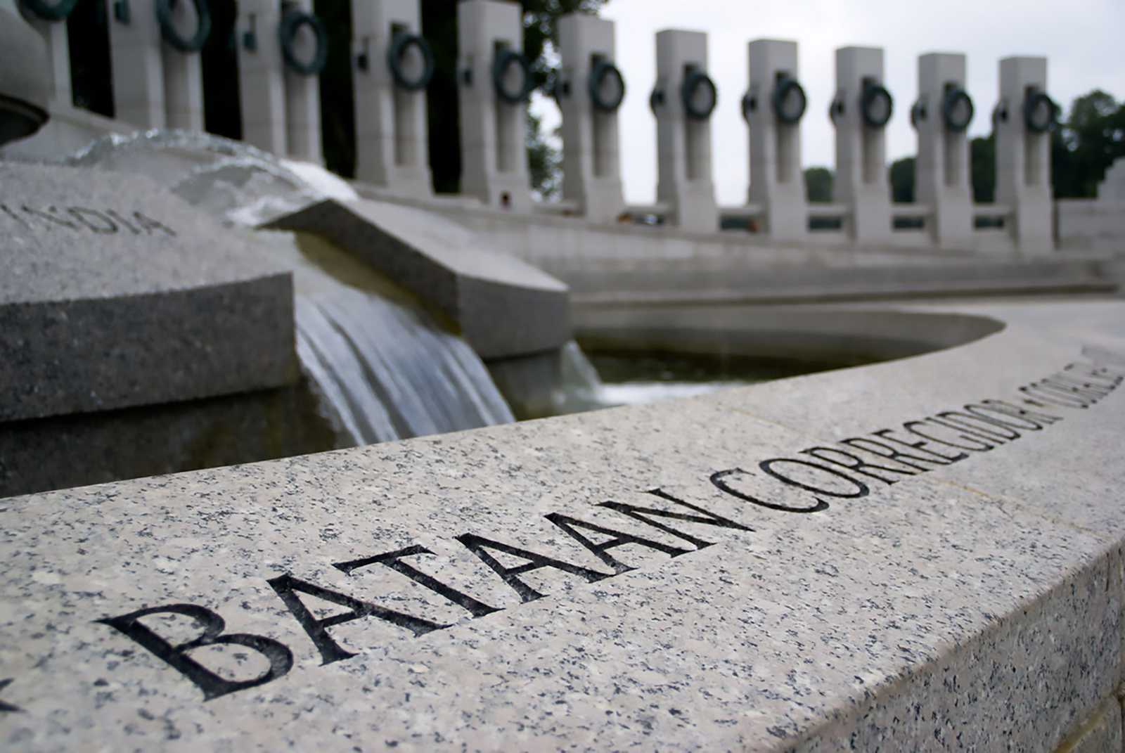 The Bataan Death march inscription at the Pillar of the Philippines at the U.S. WWII Memorial.